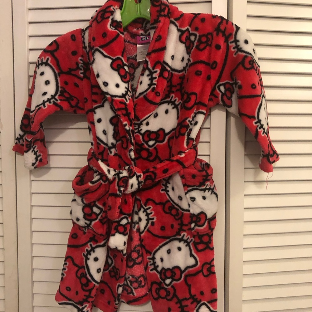 Hello Kitty Girls Red Fleece Robe Size 4